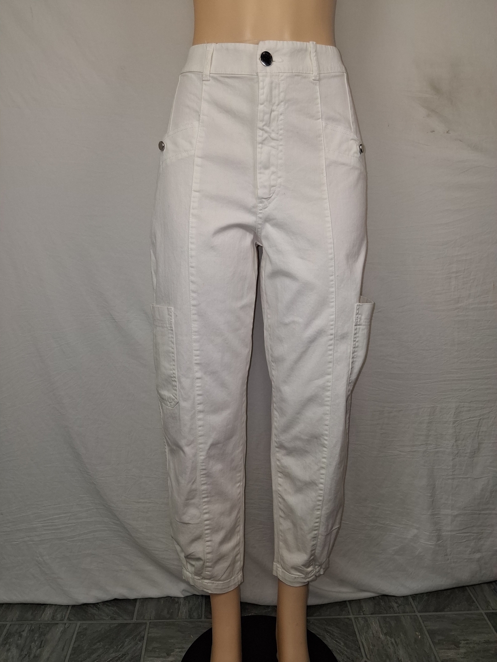 Bershka White High-Rise Cargo Pants